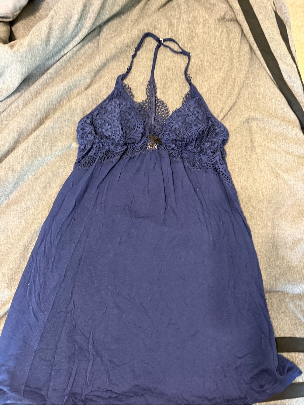 VS Lace-Detail Navy Chemise Nightdress
